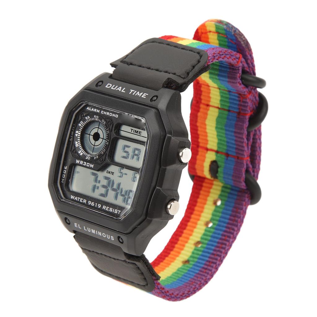 Digital Chronograph Watch Luminous Waterproof Multi Function Retro Style Square Electronic Watch 6 Colors