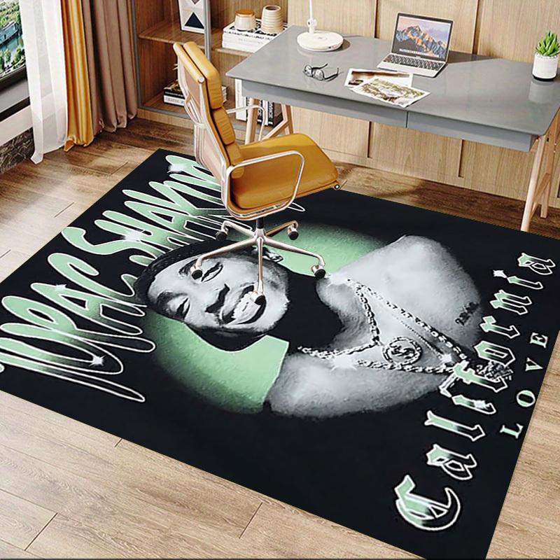 1pc Tupac Shakur California Love Home Office, Durable Polyester Floor Mat with Easy, Office Decor, Urban Style, Nonslip Backing