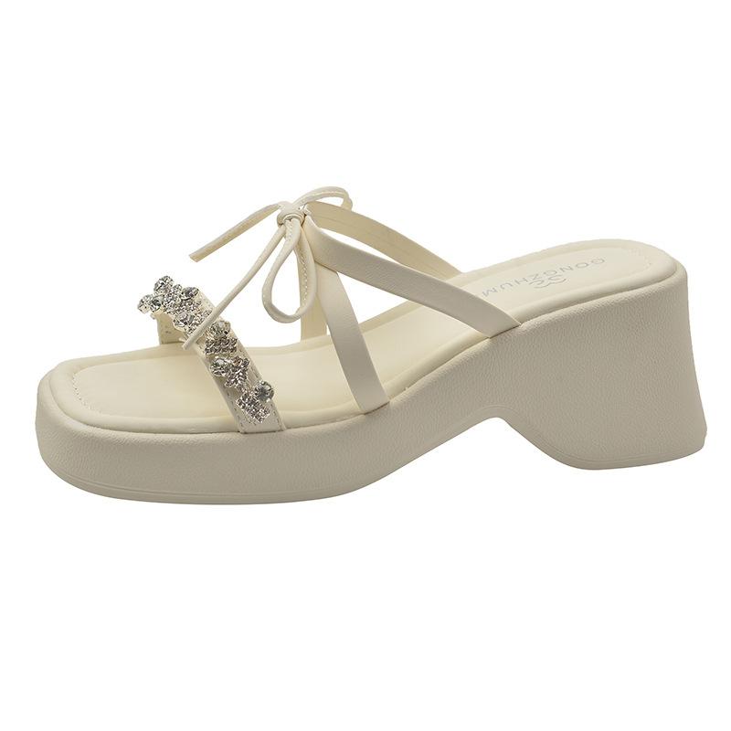 Fashion Hot Selling 2025 New Women's Summer Fashion Open-Toe Butterfly-Knot Platform Slipper Casual Thick Bottom Beach Slides for Ladies