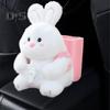 Cute Bear Car Tissue Box & Trash Can 2-in-1 Plush Multi-Functional Organizer Universal Auto Interior Decor for SUV Truck Van