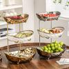 Elegant Multi-Layer Ceramic Fruit Bowl with Electroplating - High-Value Dried Fruit Storage Rack