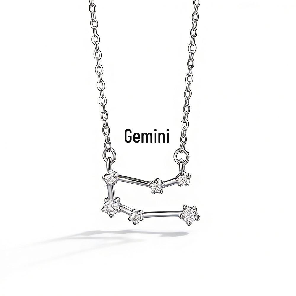 S925 Sterling Silver Zodiac Necklace for Women - High-End, Versatile Clavicle Chain Jewelry