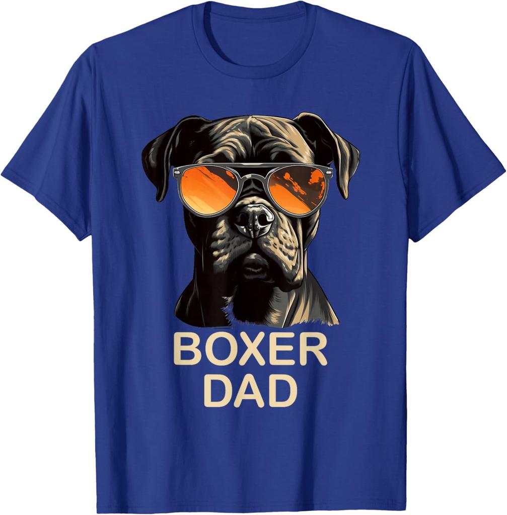 T-shirt Grafica Boxer Papà Cane con Occhiali da Sole Regalo Divertente per Proprietario di Boxer
