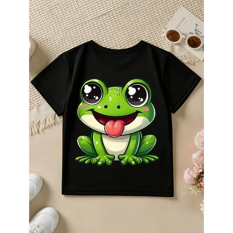 Baby Short Sleeve Spring Summer Autumn Cartoon Frog Pattern Cute Print Casual T-Shirt