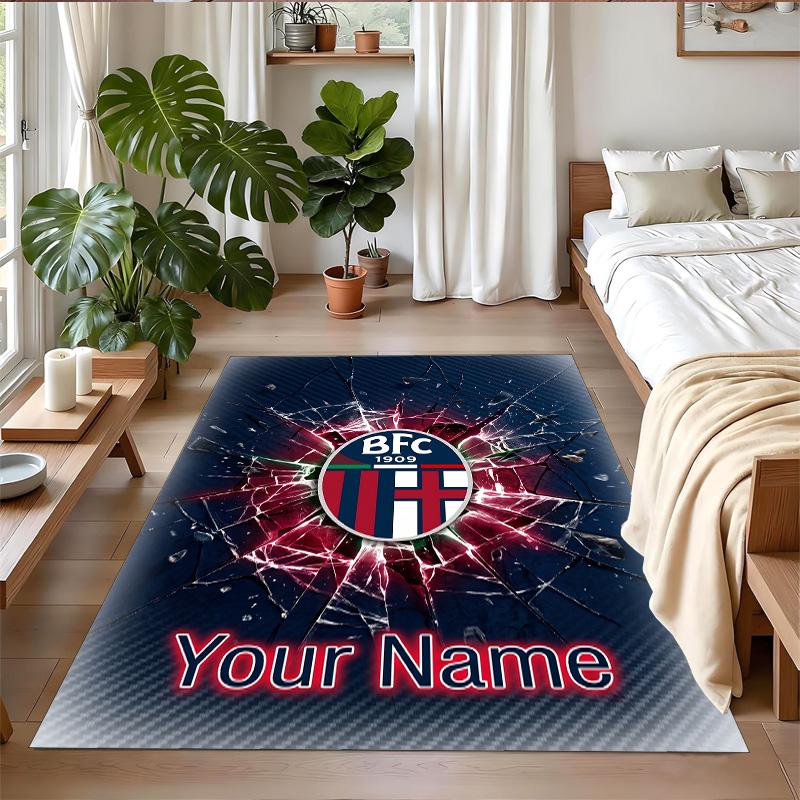 Crystal Velvet Rug Custom Name Text, Soft Non Slip Floor Mat Home DecorBologna FC