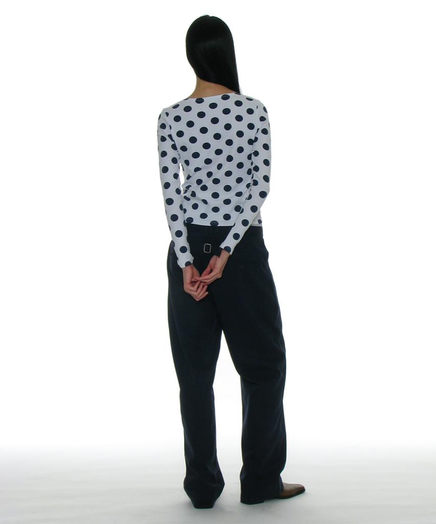 PARTIMENTO WOMEN Dot All-Over Printed Long Sleeve Tee_White
