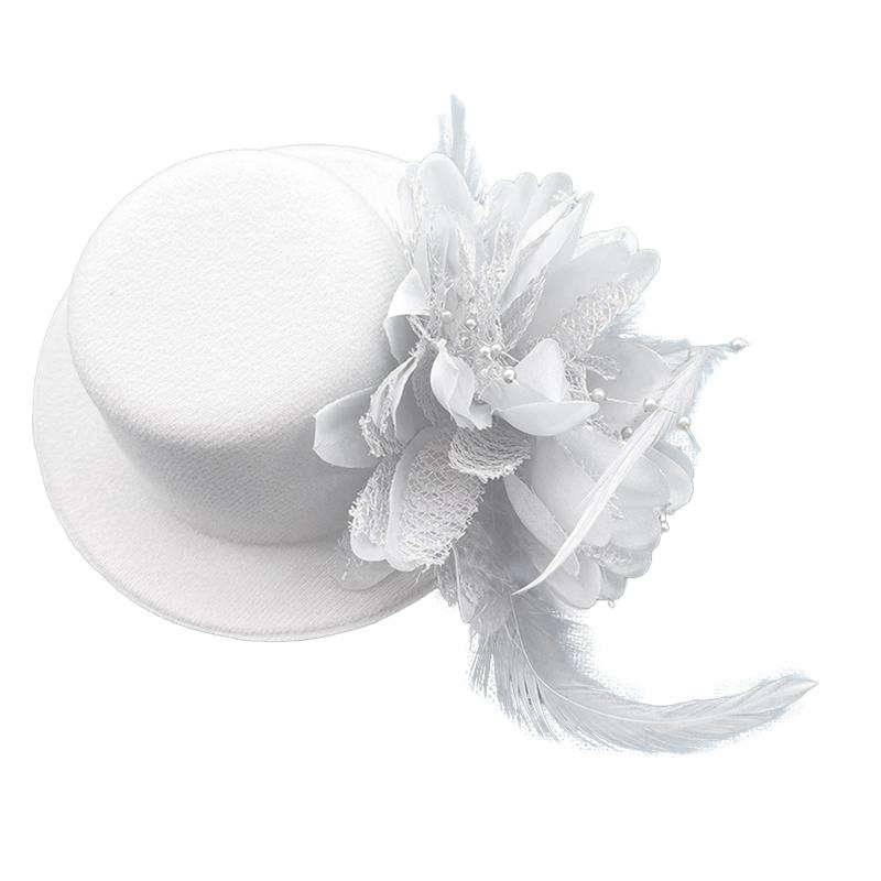 1Pc Flower Girl Children's Feather Fascinator Hat Hair Accessories Headwear Pearl Beaded Decor Hair Clips