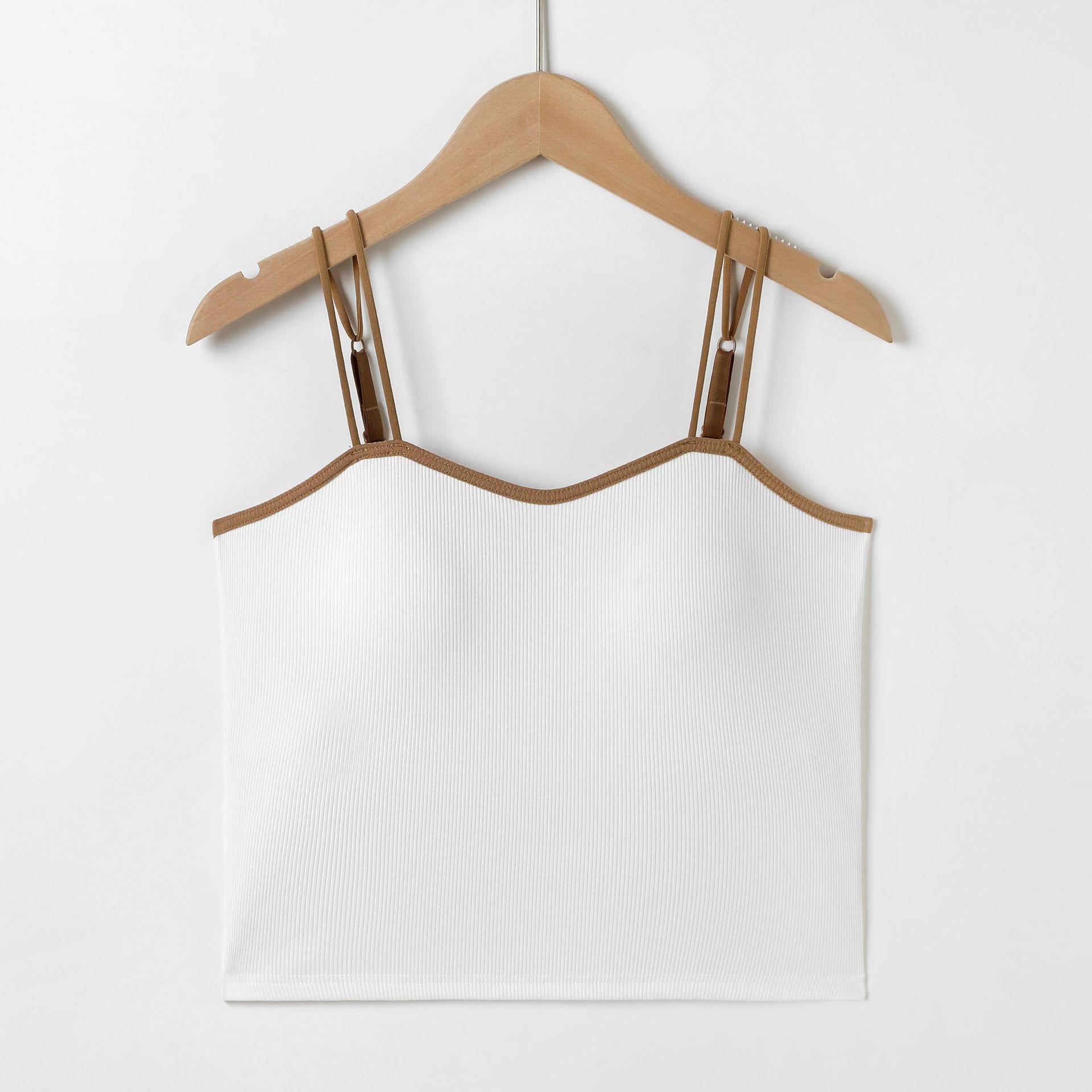 Summer Double Strap Tank Top with Built-In Bra and Padding - Versatile Hot Girl Camisole Large