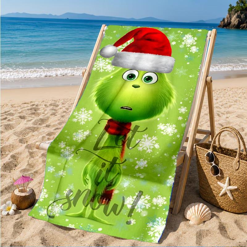 Grin-ch Christmas Spirit Beach Towel, Microfiber Beach Towel, Perfect For Pool, Beach, Travel, Home Decor Beach Party Fan gifts