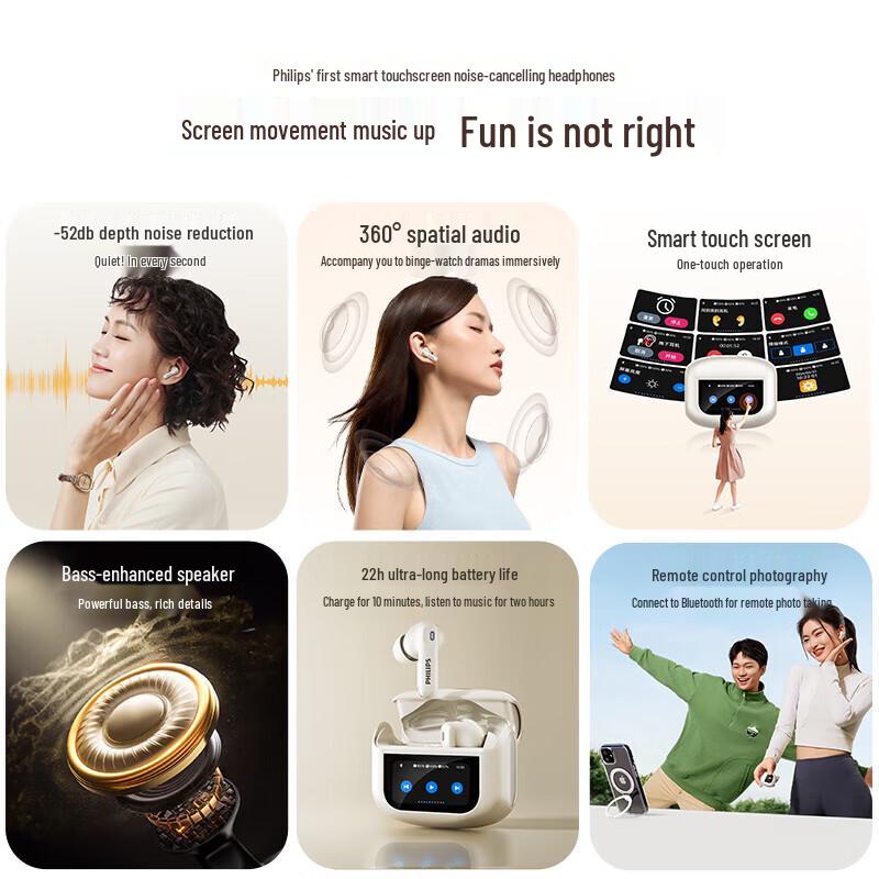 Philips TAT3020 Wireless Noise-Cancelling Earbuds