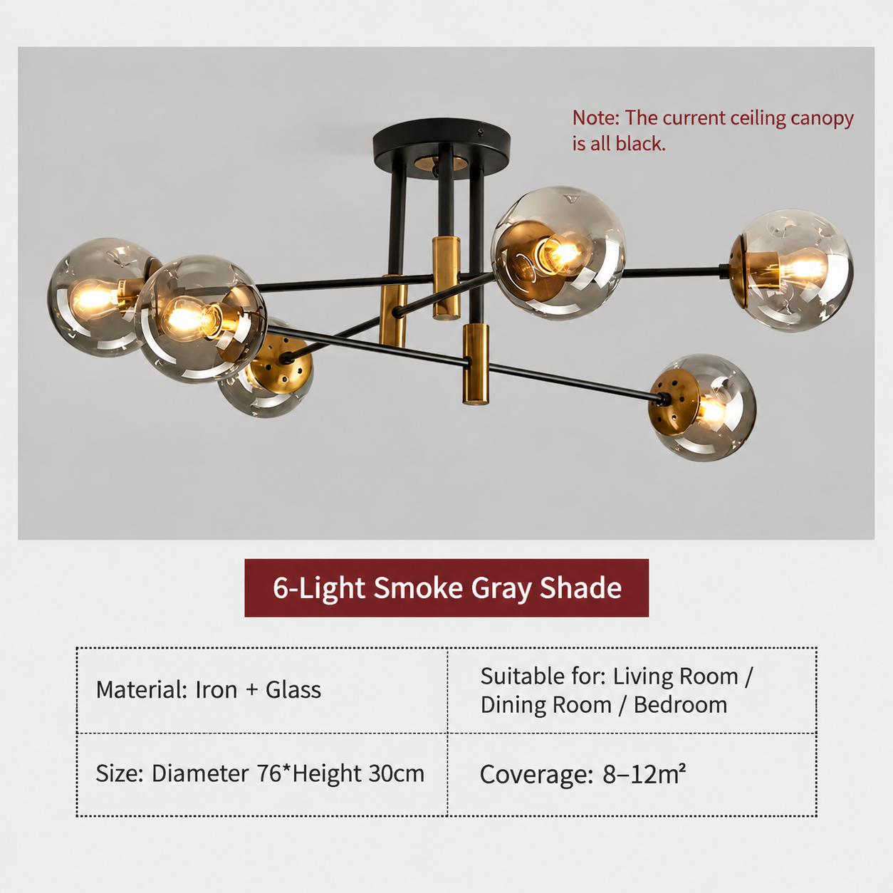 Modern Sputnik Chandelier with Glass Globes