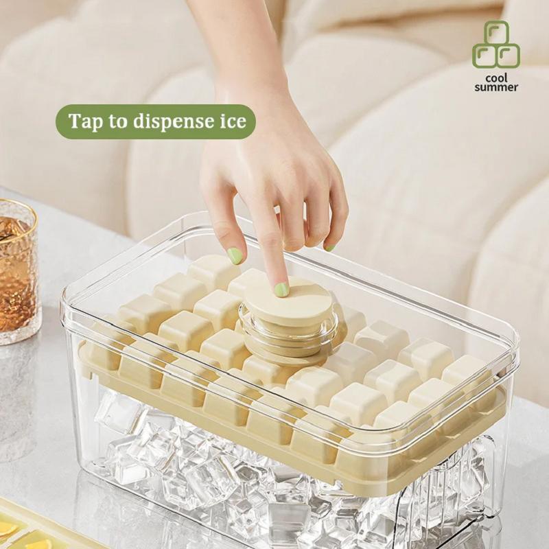 28/56 Grids Ice Cube Mold Press Ice Tray Bucket Multifunctional Ice Maker with One-touch To Release Portable Ice Box Ice Cube Tr