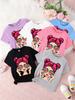 Childrens Shortsleeved Tshirts for Boys and Girls Loose and Breathablepop Art Girl Wow Sunglasses Cartoon Girl Retro Pop