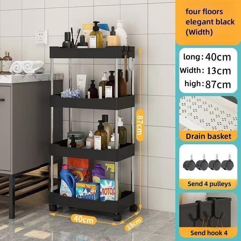 Estante de costura estrecha Estante de almacenamiento móvil multicapa con organizador de polea Estante de almacenamiento para oficina, baño, cocina