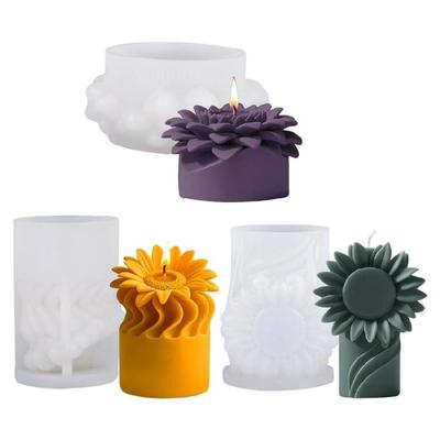 Embossed Flower Cylinder Silicone Molds for Making Candle Soap Gypsum Silicone Molds for Epoxy Resin Home Decoration