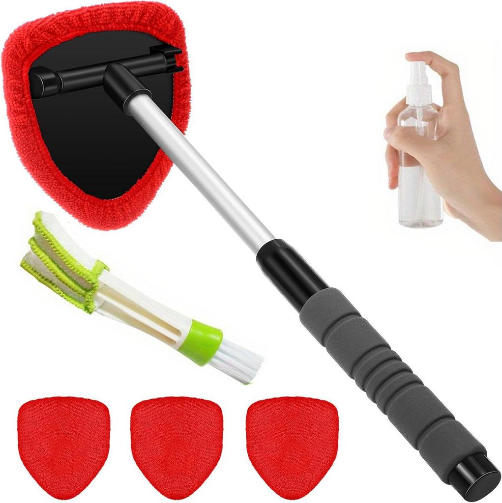 Telescopic Microfiber Car Window Cleaning & Defogging Brush Set