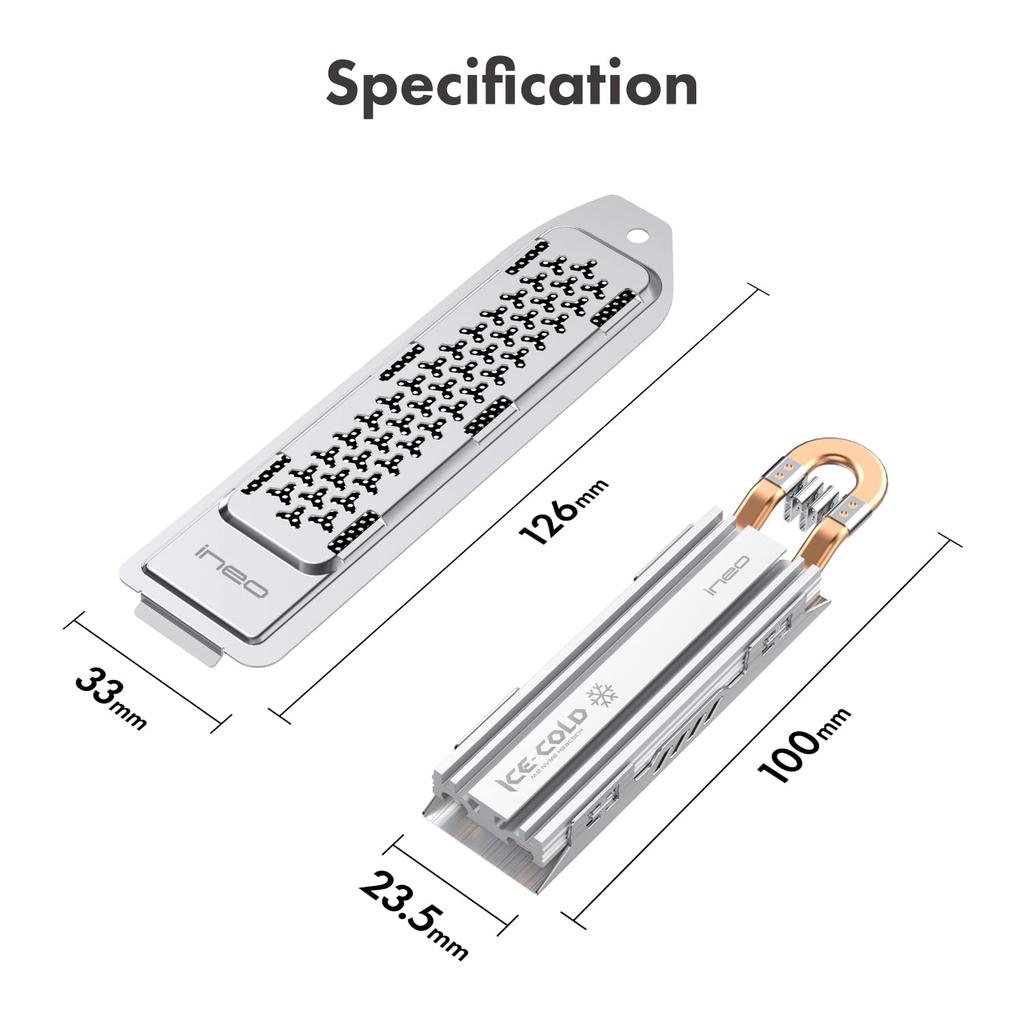 ineo PS5 NVME SSD Heatsink for PS5 Pro Internal PCIe NVMe Gaming Magnesium Aluminum Heat Dissipation Heatsink, M.2 Slim/PS5 M.2 SSD, Alloy, [M22]