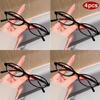 4pcs Small Oval Casual Glasses Frames Clear Lens Candy Color Glasses Cosplay Costume Decorative Eyewear Computer Spectacles