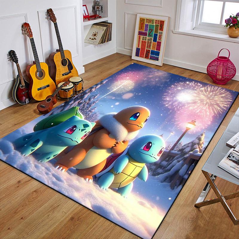 Cartoon Pokemon Anime 3D Carpet Rug for Home Living Room Bedroom Sofa Doormat Decor,Child Play Area Rug Non-slip Floor Mat Gifts