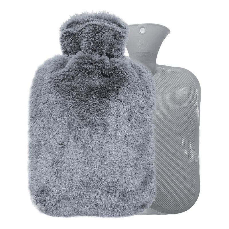ABGR-Material PVC Explosion-Proof 2000Ml Hot Water Bottle, Winter Use Water Injection Plush Warmer, Hand Foot Warmers
