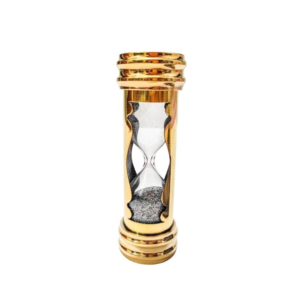 1 Min Handmade Brass Hourglass Sand Timer with Compass and Leather Box, Birthday Gift for Him Her Groomsmen Wedding Gift, Christmas Decor