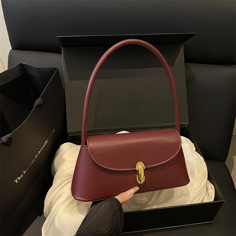 Niche Retro Simple Underarm Baguette Bag 2025 New Fashion High-end Bag Texture Versatile Shoulder Bag Tide