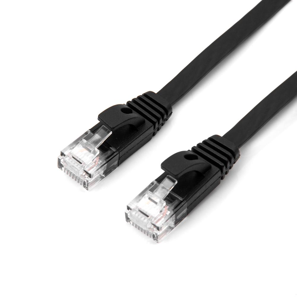 5-Meter Black Cat6 Flat Cable - High-Speed Data Cable for Home Gigabit Network Connections