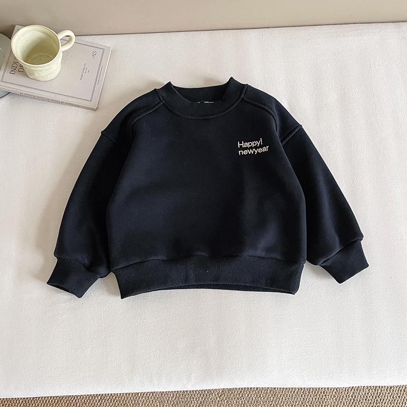 2025 Winter Kids Red Cartoon Velvet Hoodie for Boys & Girls 120cm чёрный