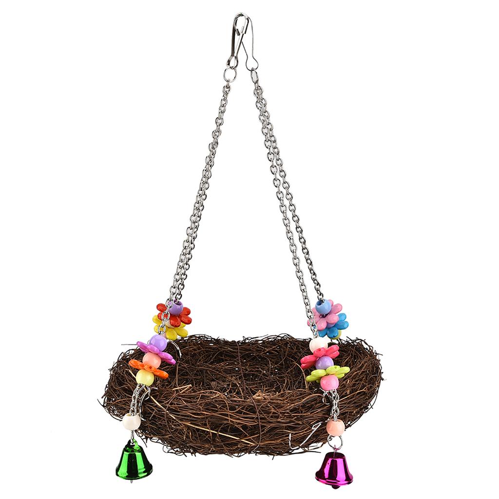 Bird Nest Hanging Cage Hut Tent Bed Bird Parrot Toy Birds Nest Parrot Straw Nest Cages