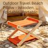 UV Resistant Folding Wooden Beach Pillow Compact Neck Support Pillow  For Sleeping Picnic