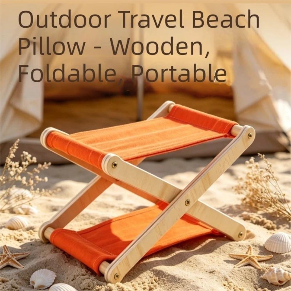 UV Resistant Folding Wooden Beach Pillow Compact Neck Support Pillow For Sleeping Picnic