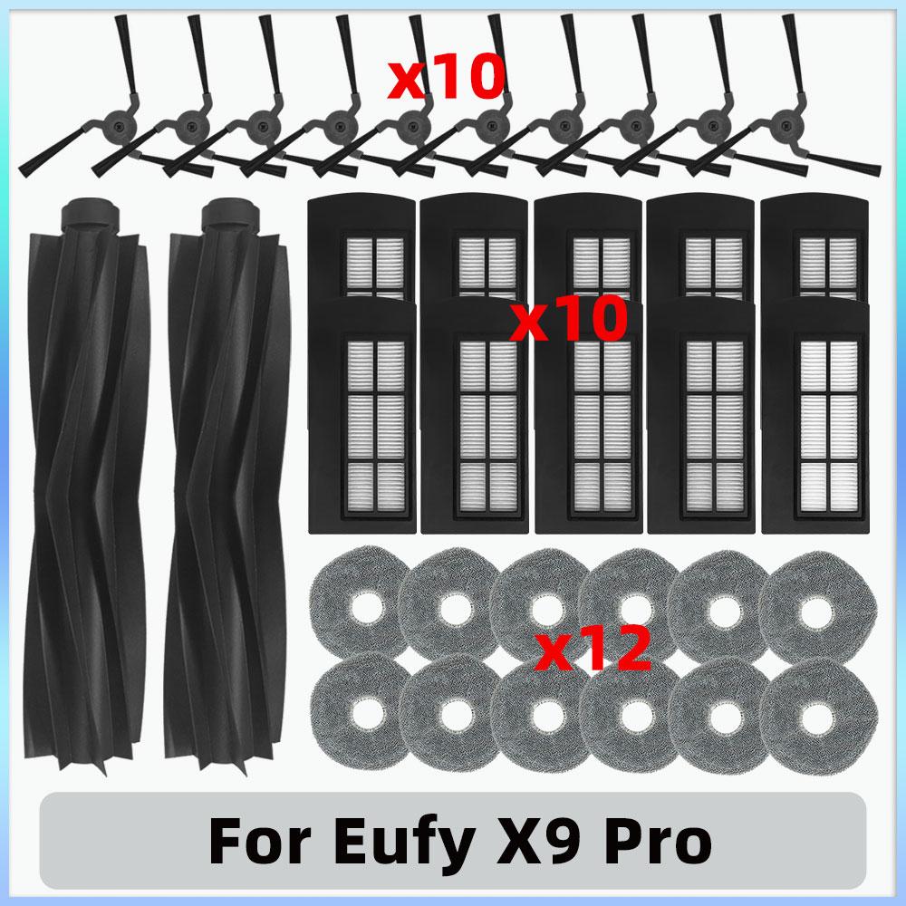 Compatible For Eufy X9 Pro Vacuum Cleaner Replacement Accessories Main Roller Side Brush HEPA Filters Mop Cloth