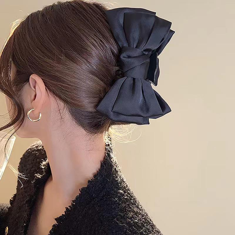 Large Bowknot Hair Claws Clip Shark Claw Hair Clips Solid Bow Hairpin Barrettes For Ponytail Women Hair Accessories Headband