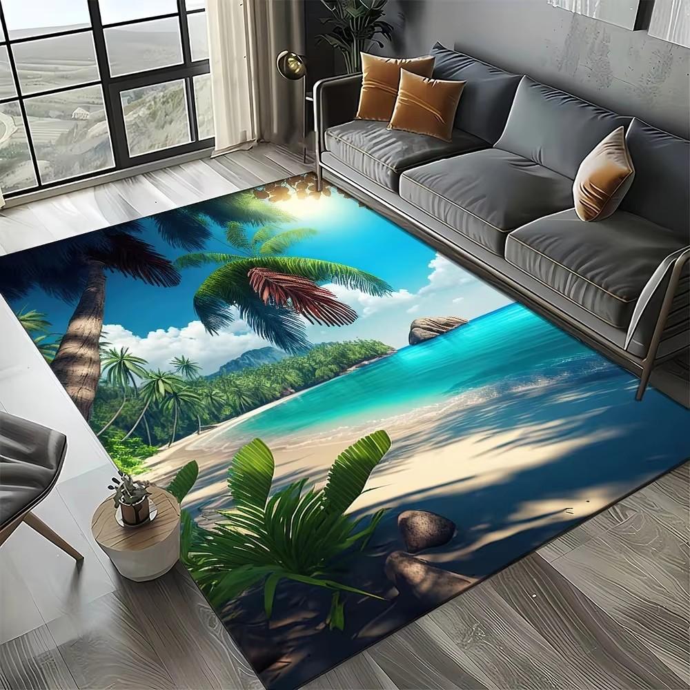 Coastal Beach Sea Style Mat Carpets for Living Room Children's Bedroom Living Room Anti Slip Crawling Rug Living Room Decoration