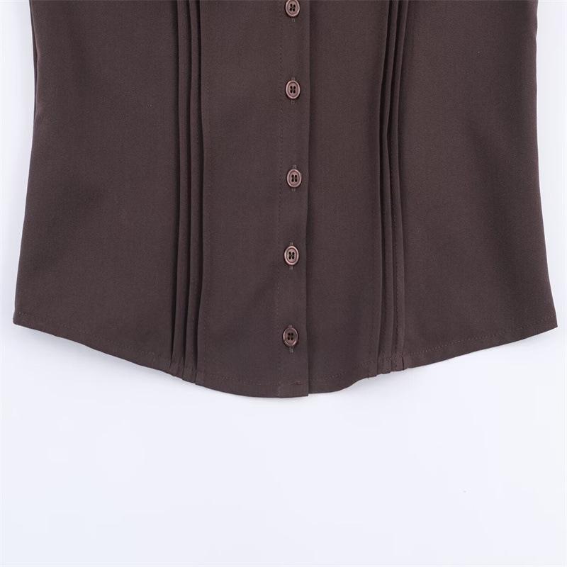 Europäischer & Amerikanischer Stil Hemd mit Puffärmeln und Kragen für Damen