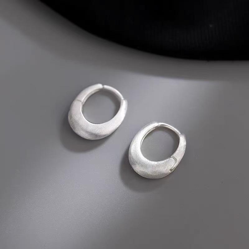 2025 Nieuwe High-End Niche 925 Sterling Zilver Geborstelde Hoepeloorbellen voor Dames