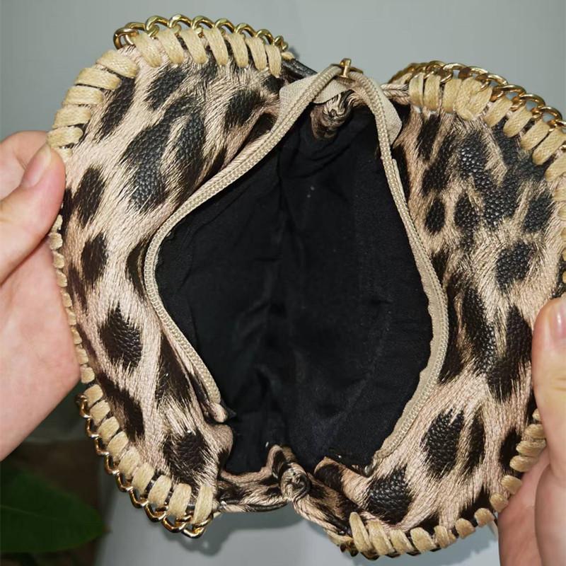 2025 Fashion Weaving Side Line Leopard Women Handbags Luxury Designer Lady Chain Crossbody Bags Travel Vacation Messenger Bag
