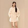 White Princess-Style Wool Coat: Women's 2025 Petite Winter Design, Short & Warm