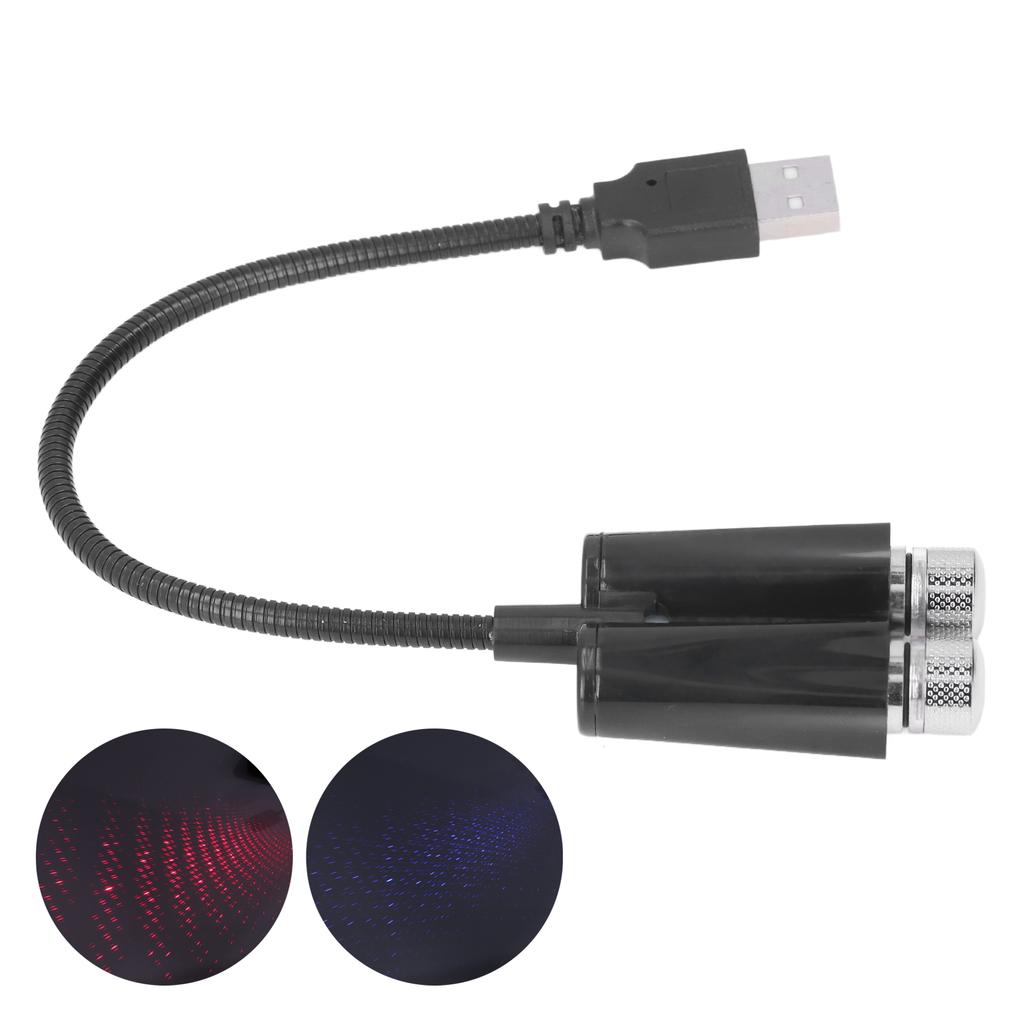 Car USB Ambient Projector Light Red Blue Lightings Plug and Play Free Bending FlexibleNon Voice Control