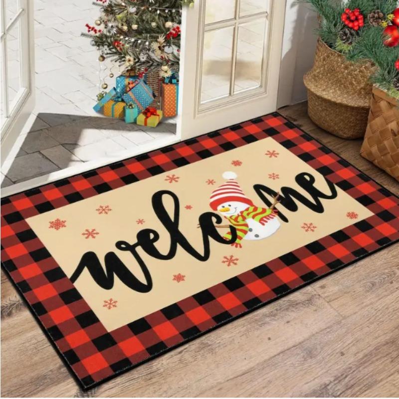 1pc Christmas Dwarf Welcome Door Mat Gingerbread Man Christmas Gift Mat That Perfect for Home and Christmas Decoration Doorways