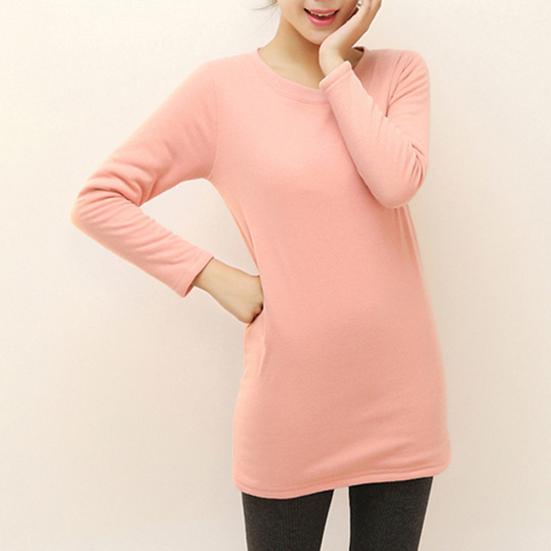 Moda Donna Autunno Inverno Manica Lunga O Collo Fodera in Pile Termico Caldo