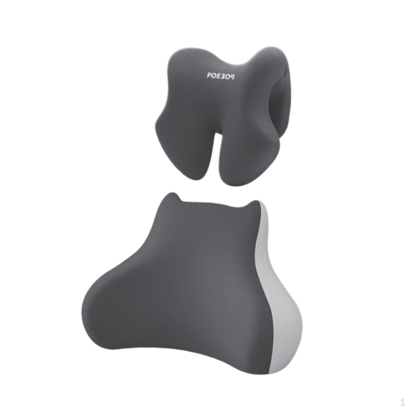 

2 шт. Подушка для підтримки спини з подушкою для підголовника, багатофункціональна подушка для стільця темно-сірий