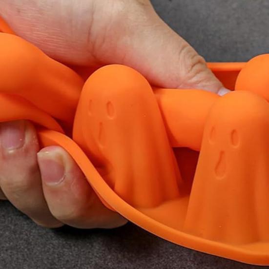 Spøkelse Silikonform Non-Stick 3D Sjokoladeformer 8-Hulrom Halloween Bakeform for Gelé Godteri Pudding Iskrem Gummibjørn Kritt Resin