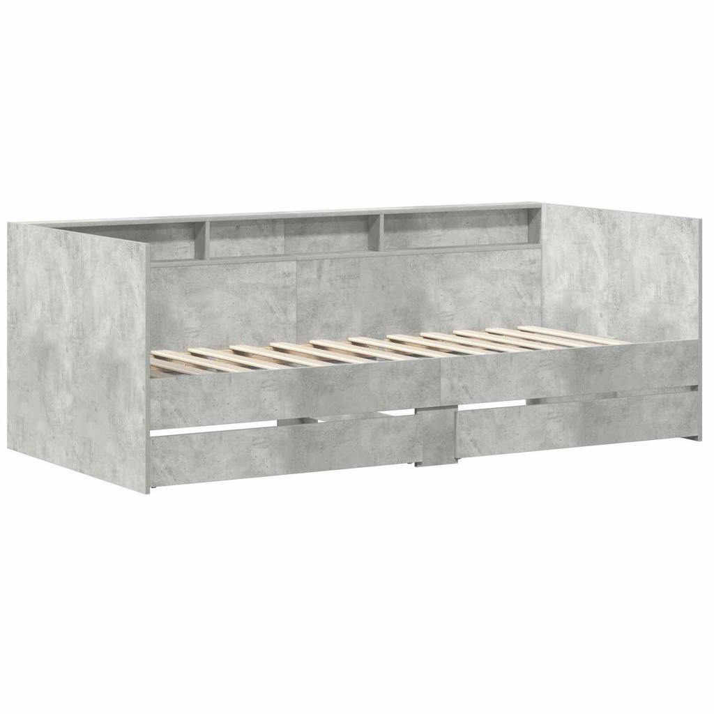 Daybed with Drawers Gray 90 x 200 cm Particleboard