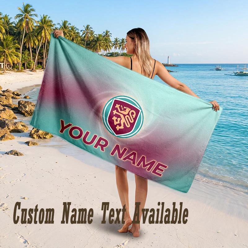 Burnley Football Design Beach Towel Custom Text Large Towel for Beach Vacation