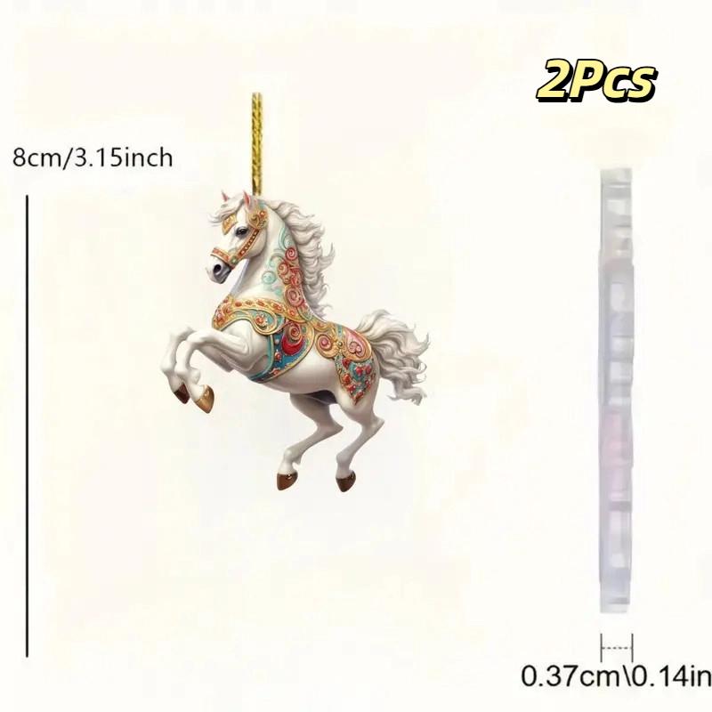

2/3/8 шт. Рождественский 2D Плоский Акриловый Брелок-Подвеска Лошадь Домашний Декор Подарок Праздничный Эстетичный Автомобильный Подвесной Аксессуар Брелок