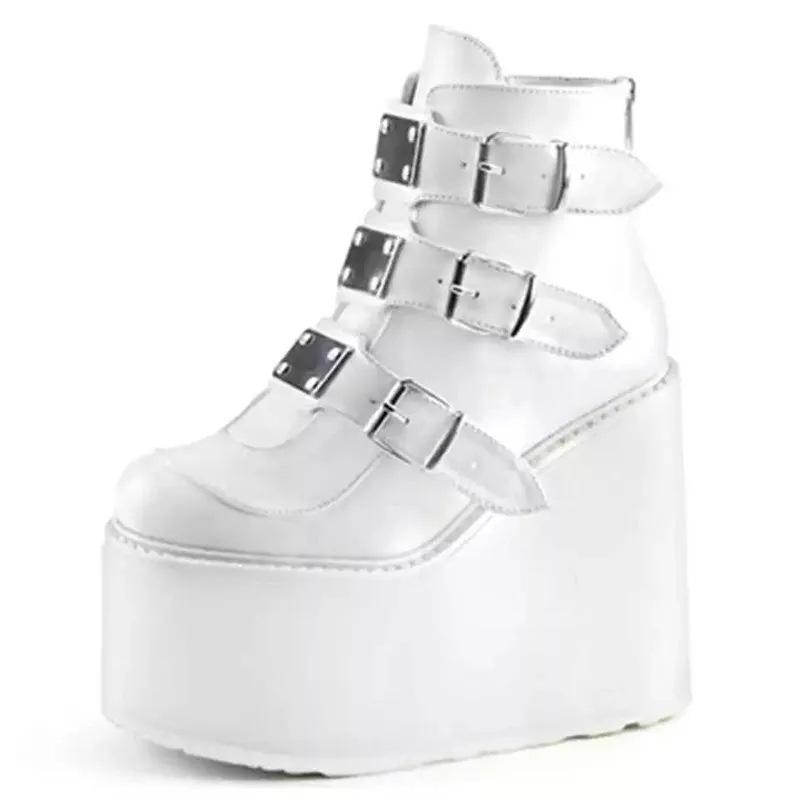 Women Ankle Boots Gothic Platform Punk Winter Martin Black High Heels Sexy Ladies Shoes