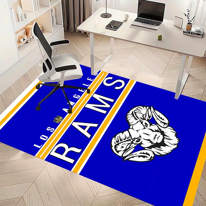 Los Angeles Rams Logo Print Area Rug - Soft, Washable Non-Slip Indoor Mat for Office Chairs, Living Room, Home Office Decorative Rug