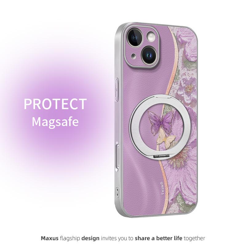 

Dual-Tone Dark Purple Butterfly Magnetic Bracket for iPhone 15/15 Pro Case iPhone 14 Pro