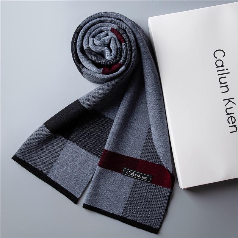 2026 New Men's Wool Plaid Scarf – Trendy Knitted Korean Style, Versatile and Warm Winter Accessory